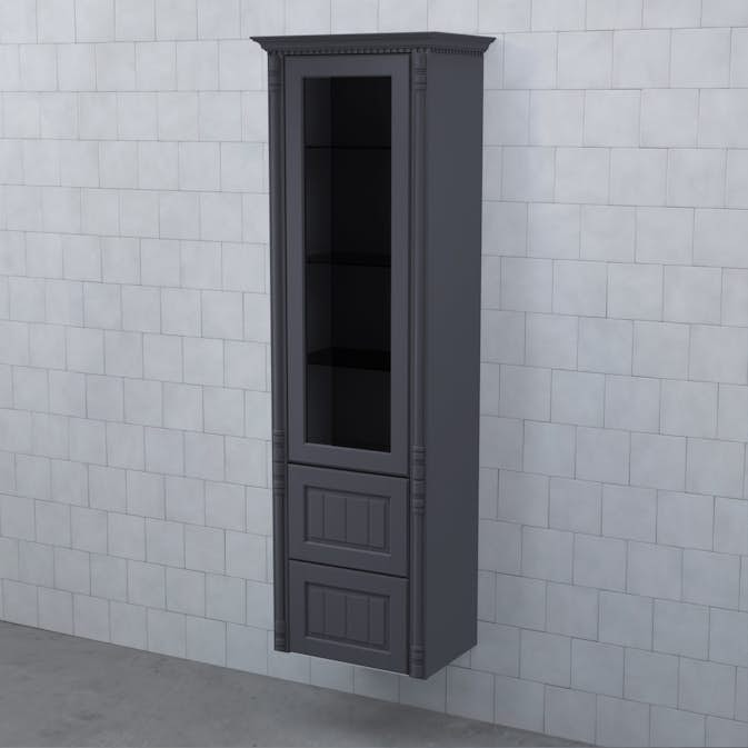 Högskåp Björbo Badrum Valhall Vitrinlucka med Två Lådor